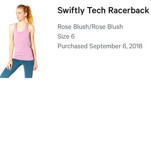 Lululemon Swiftly Tech Racerback Tank women’s size 6. Perfect condition.